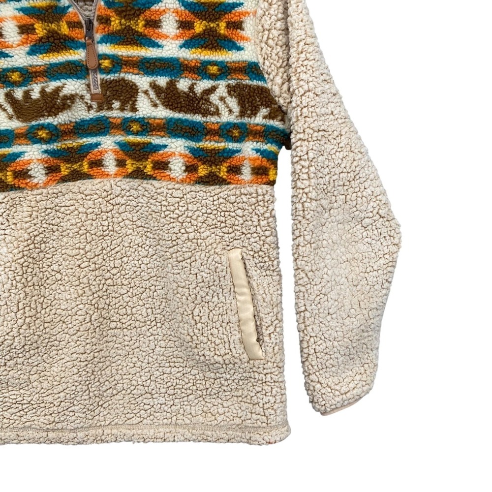 Simply Southern Fuzzy Bear Southwestern Print Quarter Zip Pullover Women's S - Picture 3 of 11